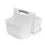Large Soft-Grip Tote Caddy Frost/Gray â Madesmart: Plastic Bathroom Organizer, Portable Storage for Dorm - Retail: $45
