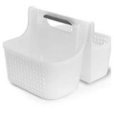 Large Soft-Grip Tote Caddy Frost/Gray â Madesmart: Plastic Bathroom Organizer, Portable Storage for Dorm - Retail: $45