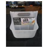 Large Soft-Grip Tote Caddy Frost/Gray â Madesmart: Plastic Bathroom Organizer, Portable Storage for Dorm - Retail: $45