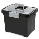Sterilite Plastic Storage Bin/ Portable File Box  15  L x 10 7/8  W x 11 1/2  H  Black (see pictures and description) - Retail: $156