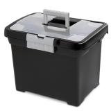 Sterilite Plastic Storage Bin/ Portable File Box  15  L x 10 7/8  W x 11 1/2  H  Black (see pictures and description) - Retail: $156