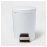 1.6gal Round Step Trash Can - Brightroomâ¢: Compact Pedal-Operated Lid, Small Bathroom Bin, Textured White Finish - Retail: $10