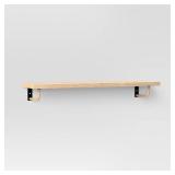 24\" x 6\" Woodgrain Shelf with Wrapped Rattan Bracket Brown - Thresholdâ¢: Modern Floating Wall Storage, FSC Certified MDF - Retail: $25