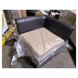 Outdoor Corner Chair Wicker Patio Furniture Sectional Brown Cushions Easy Assembly- Retail: $192