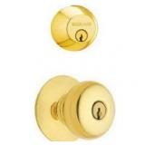 Ingersoll Rand Schlage-Falcon FB52NVPLY505 Plymouth Bright Brass Visual Pack Deadbolt Knob Lock Combo Pack MSRP $53.10 - Retail: $53