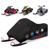 Comnova Snowmobile Cover 115 Inch - Premium 600D Outdoor Snowsled Cover, Heavy Duty & Waterproof All Weather Protection Covers, Black, Fit Up to 115L Snowmobile