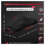 Comnova Snowmobile Cover 115 Inch - Premium 600D Outdoor Snowsled Cover, Heavy Duty & Waterproof All Weather Protection Covers, Black, Fit Up to 115L Snowmobile