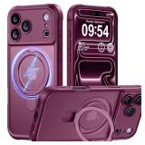 MOCCA Design for iPhone 17 Pro Max Case, Compatible with Magsafe [Premium Invisible Magnetic Ring Stand] [Military Drop Protection] Full Camera Guard Translucent Matte Slim Phone Cover 6.9,Wine Red