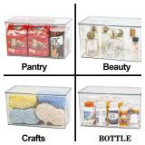 ZEXALOR Clear Plastic Storage Bin with Lid, Organizer for Pantry, Office, Bathroom, Kitchen, Snack, Tea Bag, Coffee Container (Large)