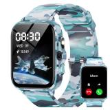 Smart Watch for Kids Boys Age 5-12, Ai Functions Games HD Touch Screen Watches with Video Camera Music Player Pedometer Heart Rate Sleep Tracker Christmas Birthday Gifts for Boys (Camouflage, 1.85)