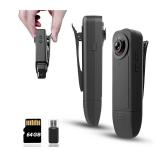 Mini Body Camera with Audio & Video Recording - Small POV Cam 1080P with 64G Card - Wearable Personal Portable Cameras Recorder DV - Night Version Camcorder for Security Work Records Guard Traveling
