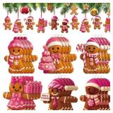 Acrylic Christmas Gingerbread Man Ornaments Double Sided Xmas Hanging Decorations 6 Style Gingerbread Figurines for Christmas Tree Wreath Fireplace Window Holiday Party Supplies Gift