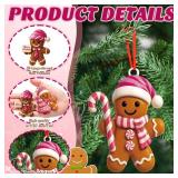 Acrylic Christmas Gingerbread Man Ornaments Double Sided Xmas Hanging Decorations 6 Style Gingerbread Figurines for Christmas Tree Wreath Fireplace Window Holiday Party Supplies Gift