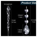 Qunclay Clear Acrylic Icicle Christmas Tree Ornaments Crystal Ball Drops Clear Teardrop Chandelier Pendants Beads Set for Xmas Wedding Hanging Decorations