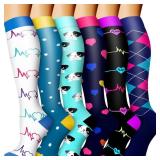 Bluemaple 6 Pack Copper Compression Socks for Women and Men Circulation-Best Support for Medical, Running,Nursing,Athletic