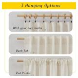 NICETOWN Natural Linen Blend Cafe Curtains 24 inch Length, Rod Pocket & Back Tab Semi Sheer Privacy Window Treatments Light Filtering for Kitchen, W42 x L24, 2 Panels