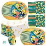 Unique Minions Birthday Party Decorations | Tablecover, Plates and Napkins for 16 | Minion Birthday Party Decorations | Officially Licensed