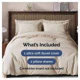 Duvet Cover Cal King Size Set - Extra Soft Cal King Size Duvet Cover 104 x 98 with 2 Pillow Shams - Hotel Luxury Easy Care & Fade Free w/Zipper Closures & Ties - Comfy Breathable Bedding Set (Wheat)