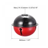 uxcell Jingle Bells, 40mm 12pcs Carbon Steel Craft Bells with Star Cutouts for DIY, Christmas Holiday Party Decoration, Key Chain, Black/Red