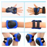 Kids Protective Gear Set - Knee Pads Elbow Pads with Wrist Guards for Ages 3-12 | 3-in-1 Safety Protective Gear for Skating, Cycling, Biking, Roller Skates, Scooters (Blue, M(8-12Years))