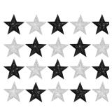 BULK Glitter Star Iron on Patches Silver Black Star Patches Applique for Clothing Hats Jacket Jeans Backpack