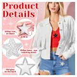 BULK Glitter Star Iron on Patches Silver Black Star Patches Applique for Clothing Hats Jacket Jeans Backpack