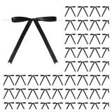 Riceshoot Black BULK Stain Ribbon Bows 5x7 Inch Twist Tie Bows for Gift Wrapping Cake Treat Bags Craft DIY Gift Wedding Baby Shower Birthday Party Decorations