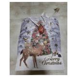 LeZakaa 13 Christmas Gift Bag, Winter Deer Snowy Forest Gold Foil Design, Matching Tissue Paper, Greeting Card and Tag, for Xmas Holiday Party, Winter Birthday, 13 x 10 x 5, 1 Pcs