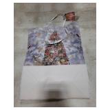 LeZakaa 13 Christmas Gift Bag, Winter Deer Snowy Forest Gold Foil Design, Matching Tissue Paper, Greeting Card and Tag, for Xmas Holiday Party, Winter Birthday, 13 x 10 x 5, 1 Pcs