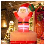 VCUTEKA Christmas Inflatables Outdoor Decorations, Inflatable Christmas Santa Claus in Chimney Blow Up Yard Decorations with LED Lights for Holiday and Garden Lawn Winter Decor USED