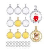 Ferraycle BULK Rhinestone Bezel Pendant Trays Set Including Double-Sided Sublimation Blank 1 Inch Bezel Round Pendant Trays Charms with Transparent Glass(Silver, Gold)