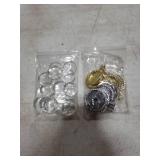 Ferraycle BULK Rhinestone Bezel Pendant Trays Set Including Double-Sided Sublimation Blank 1 Inch Bezel Round Pendant Trays Charms with Transparent Glass(Silver, Gold)