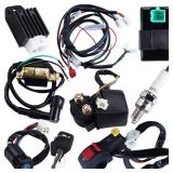 Full Wiring Harness Loom Coil Regulator CDI Solenoid Relay Spark Plug for 4 Stroke ATV 50cc 70cc 90cc 110cc 125cc Dirt Pit Bike Electric Start Engine by OTOHANS AUTOMOTIVE, Black