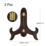 uxcell 2pcs 8 Easel Plate Holder, Wooden Folding Display Stand Brown for Decorative Picture Frame