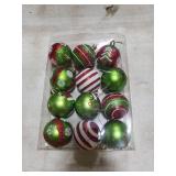 Tsorode12 Pcs Christmas Tree Ornaments,2.4 Inch Christmas Ball Ornaments for Tree,Red and Green Glittering Hanging Bulbs for Holiday Xmas Decorations