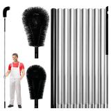 13 FT Gutter Cleaning Tool, Roof Gutter Brush, Clear Leaves from Roof Gutters Without a Ladder, Includes 2 Cleaning Brushes & Black