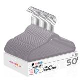 HOUSE DAY 14 Inch Kids Velvet Hangers 50 Pack, Durable Big Kid Hangers for Youth, Teen, Non Slip Kids Felt Hanger, Cute Childrens Hanger for Closet, Grey