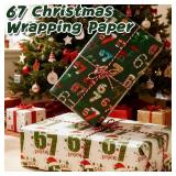 67 Wrapping Paper,67 Christmas Gift Wrap,Teen Funny Six Seven Festive Wrapping Paper,Wrap Your Presents in Holiday Fun(White-19 * 36In)