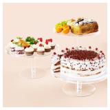 Bakzon Acrylic Cupcake Stand, Clear Dessert Dessert Table Display Set, Cupcake Tower Holder Display with Base for Wedding, Party, Baby Shower, 3 Set Round, Transparent