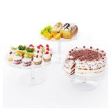Bakzon Acrylic Cupcake Stand, Clear Dessert Dessert Table Display Set, Cupcake Tower Holder Display with Base for Wedding, Party, Baby Shower, 3 Set Round, Transparent