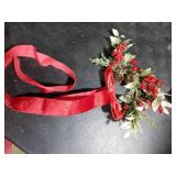 Dingion 6 Pcs 6 Christmas Mini Cabinet Wreaths for Kitchen with Ribbon Bows Red Berry Small Window Wreath for Window Door Farmhouse Christmas Party Decorations (Stylish Style)