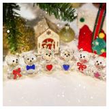QFkris 5-Piece Crystal Bear Figurine Set, 2.4 Handcrafted Glass Animal Sculpture Home Decor, Office Room Tabletop Display Collection Paperweight, Cute for Bear Lovers Women Girl Birthday