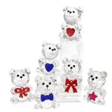 QFkris 5-Piece Crystal Bear Figurine Set, 2.4 Handcrafted Glass Animal Sculpture Home Decor, Office Room Tabletop Display Collection Paperweight, Cute for Bear Lovers Women Girl Birthday