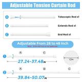 AIZESI Tension Curtain Rod Adjustable Spring Tension Rods for Windows 28 to 48 Inch, No Drilling, 7/8 Diameter, White Curtain Rod, Small Shower Curtain Rod for Bathroom, Doorway, Closet, Kitchen