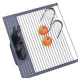 LEMIKKLE Roll Up Dish Drying Rack 17 x 15 Over The Sink Dish Drying Rack, Multi-Purpose Kitchen Rolling Dish Drainer Foldable SUS 304 Stainless Steel Dish Drying Rack