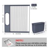 LEMIKKLE Roll Up Dish Drying Rack 17 x 15 Over The Sink Dish Drying Rack, Multi-Purpose Kitchen Rolling Dish Drainer Foldable SUS 304 Stainless Steel Dish Drying Rack