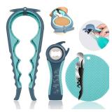 Jar Opener for Weak Hands, Seniors with Arthritis, 5 in 1 Multi Function Bottle Opener Lid Opener For Arthritic Hands with Non Slip Rubber Jar opener Gripper Pad and Corkscrew Wine Opener(BLUE)