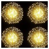 Admitrack String Lights Christmas Lights,198 LED 8 Modes Dimmable with Remote Control, Waterproof Copper Wire Decorative Hanging Lights for Party Patio Garden Decoration (Warm White, 4PC)