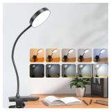 Mubarek Clip on Lamp,5 Brightness+5 Color Clip on Light,200LM 36 LED Reading Lights for Books in Bed,1800mAh Battery Powered Lamp Battery Operated Lights,Rechargeable Desk Lamp with Clamp Light