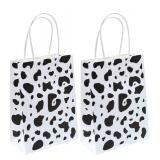 YYaaloa Bulkpcs Small Gift Bags with Handle Bulk 8.26 x 5.9 x 3.15 inch Cow Print White Party Favor Paper Shopping Bags for Kids Birthday Xmas Party Supplies (Small 30pcs)